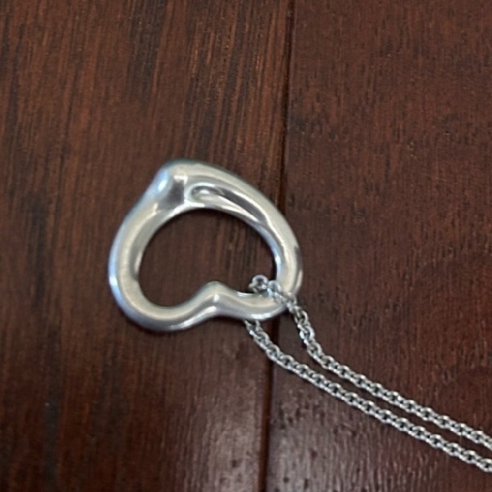 Auth Tiffany & Co. Elsa Peretti Open Heart Necklace SV925 excellent 7 g big sz - Picture 11 of 13